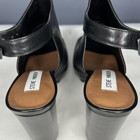 Steve Madden Shoes Womens 8 Kersten Platform Block Heel Peep Toe Slingback Leath - Picture 6 of 14